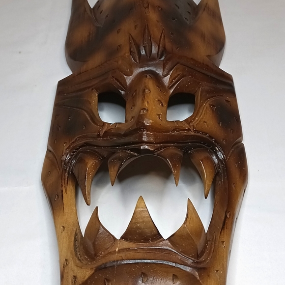 Vintage Wooden Tribal Mask MADE IN PHILIPPINES - Picture 2 of 8